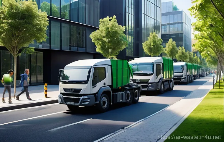 폐기물처리기사 필기 시험 과목별 정리 - Modern Urban Waste Collection and Transport**

A brightly lit, futuristic cityscape at dawn, with sl...