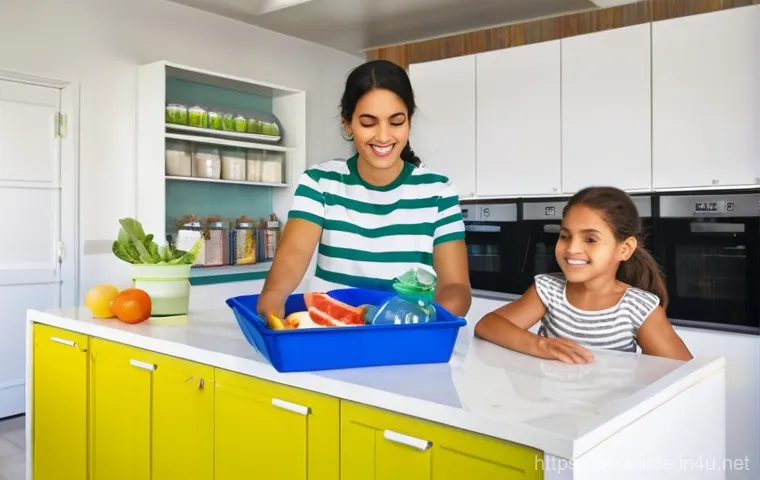 폐기물처리 실습과 현장 체험기 - **Prompt:** A vibrant, sunlit modern kitchen in an Arab home, reflecting local design elements. A di...