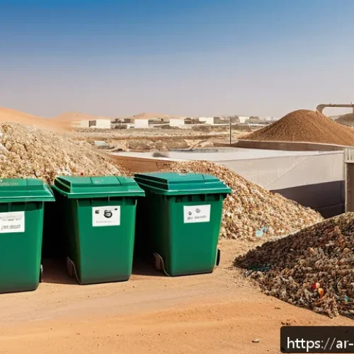 폐기물처리기사 필기시험 합격률 높이는 팁 - A detailed, realistic illustration of a modern waste management facility in the Middle East, showing...